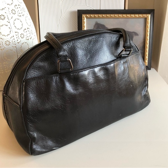 Perlina New York Satchel Arch soft black leather handbag silver hardware - Picture 14 of 14